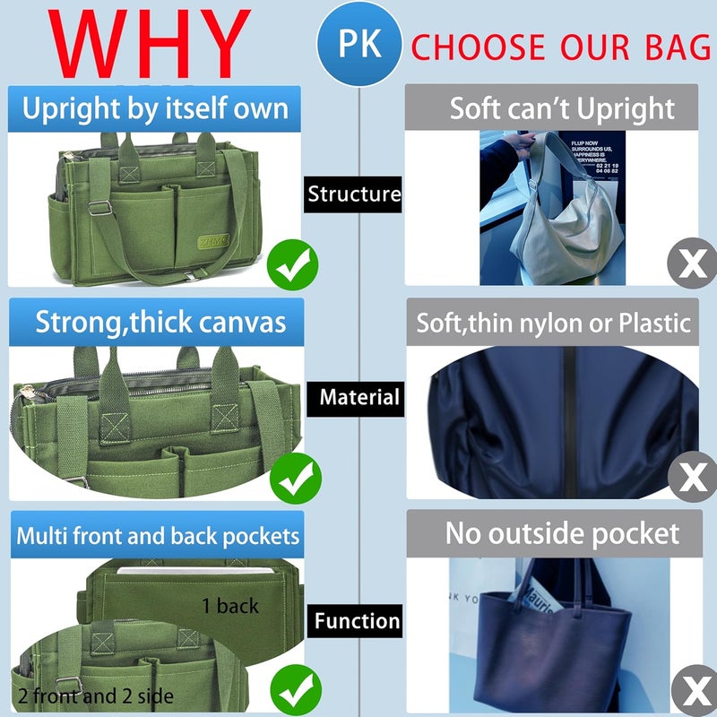 ZHMO Canvas Tote Bag for Women,Women's Bags Crossbody Bags Work Laptop Tote Bag Large Handbags Purse for Travel Nurse Teacher - Image 5